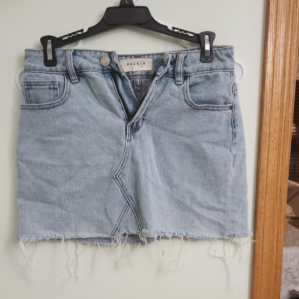 PacSun Distressed Light Blue Mini Skirt